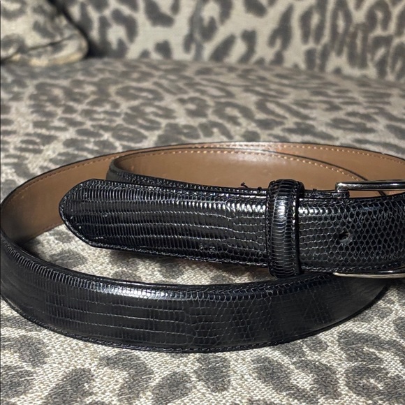 Vintage Ralph Lauren Brown and Black Leather Belt snakeskin embossed classic main image 9